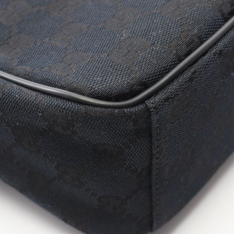 GUCCI Shoulder Bag GG Canvas 018.1612 Black Canvas Leather Shoulder Bag Women's