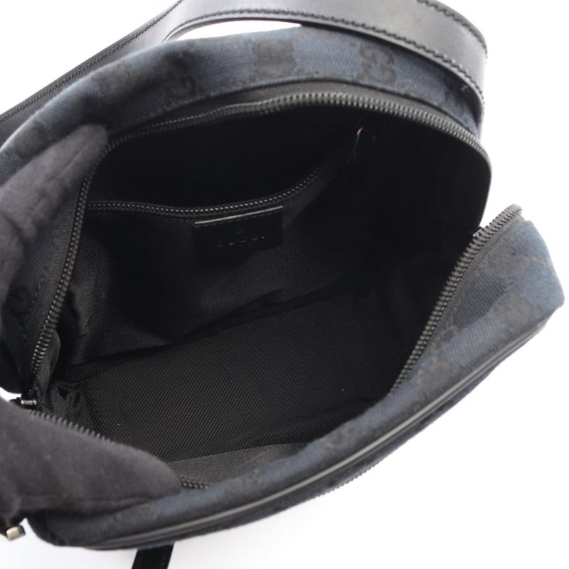 GUCCI Shoulder Bag GG Canvas 018.1612 Black Canvas Leather Shoulder Bag Women's