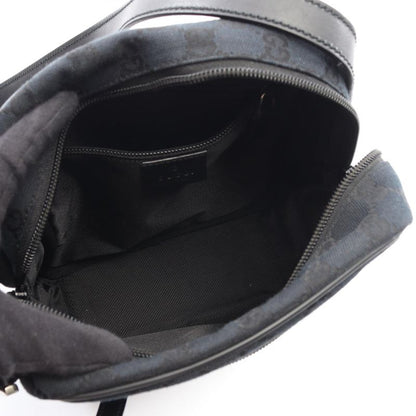 GUCCI Shoulder Bag GG Canvas 018.1612 Black Canvas Leather Shoulder Bag Women's