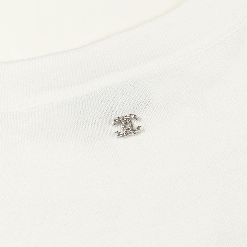 CHANEL Short Sleeve T-shirt Star-coco Mark Oversize P76443k10987 White Cotton