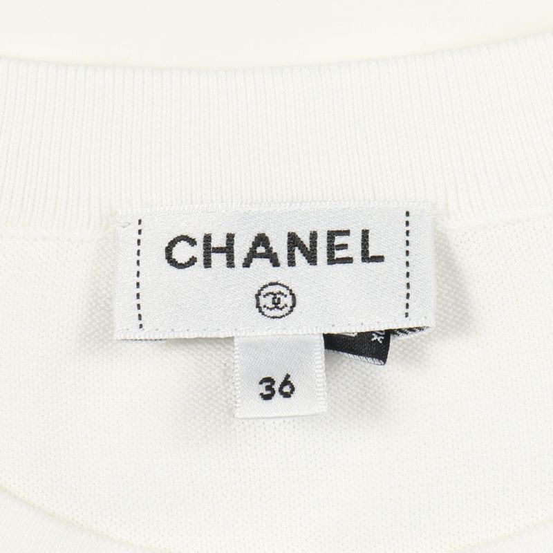 CHANEL Short Sleeve T-shirt Star-coco Mark Oversize P76443k10987 White Cotton