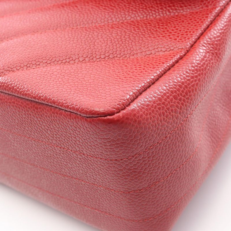 CHANEL Shoulder Bag Bias Stitch Red Leather Bias Stitch Chain Shoulder Women