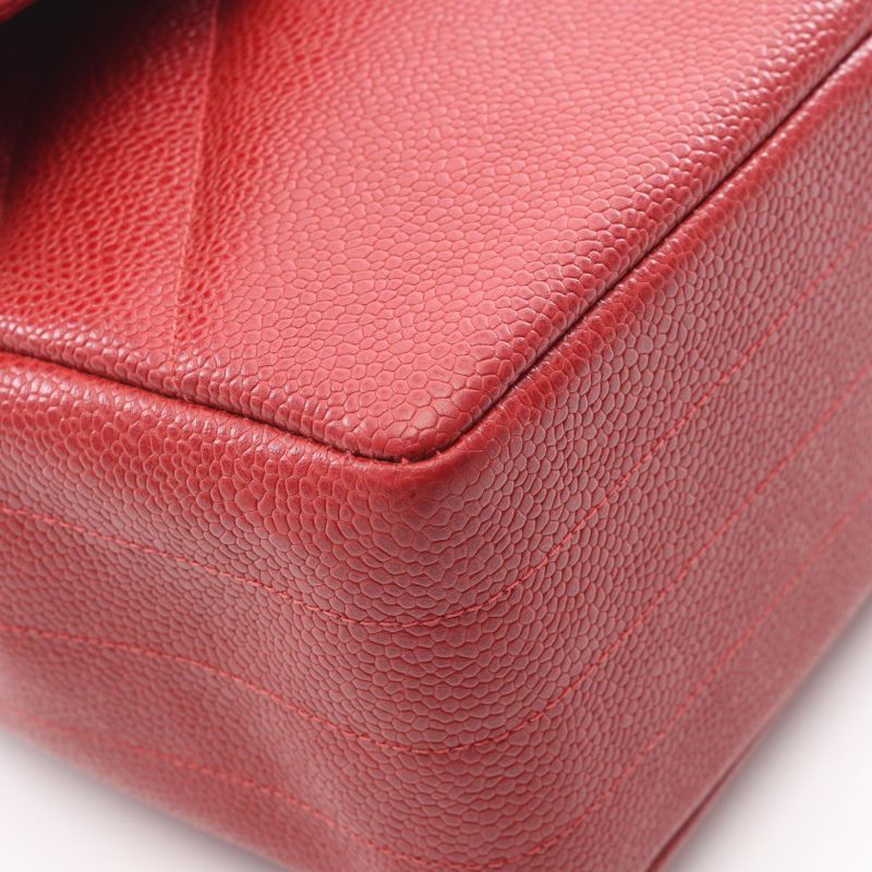 CHANEL Shoulder Bag Bias Stitch Red Leather Bias Stitch Chain Shoulder Women