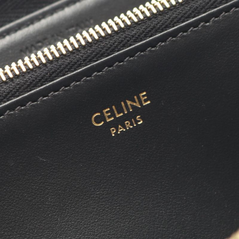 CELINE Round Long Wallet Triomphe Large Zip Wallet 10b55 2BQ3 38NO Black Others
