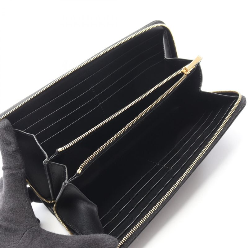 CELINE Round Long Wallet Triomphe Large Zip Wallet 10b55 2BQ3 38NO Black Others