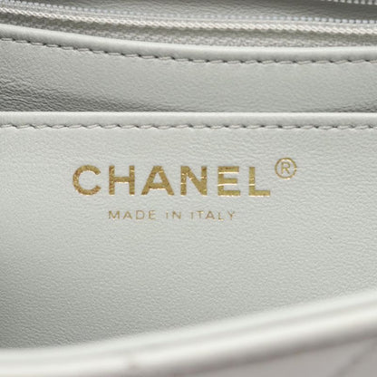 CHANEL Shoulder Bag Matelasse Light Gray Leather Matelasse Small Flap Chain
