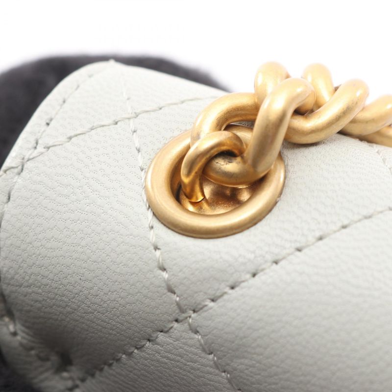 CHANEL Shoulder Bag Matelasse Light Gray Leather Matelasse Small Flap Chain