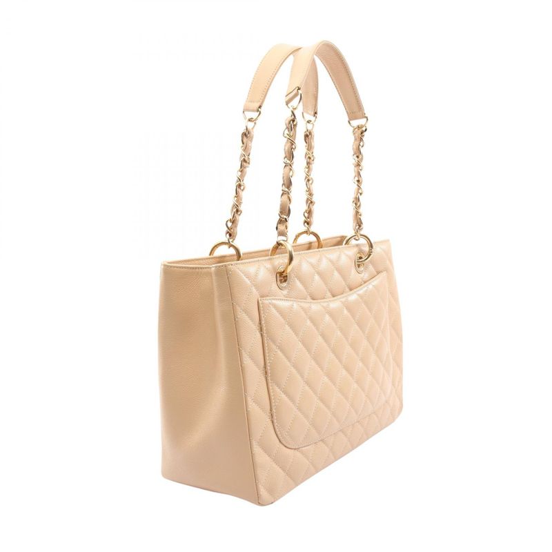 CHANEL Tote Bag Matelasse Grand Shopping GST A50995 Beige Leather GST Chain