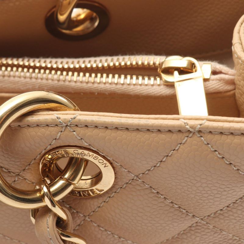 CHANEL Tote Bag Matelasse Grand Shopping GST A50995 Beige Leather GST Chain