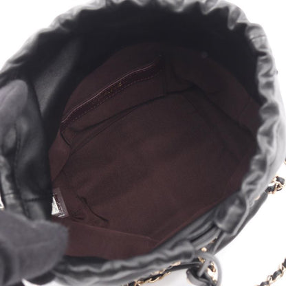 CHANEL Shoulder Bag Coco Mark As2313 Black Lambskin Bucket Drawstring Chain