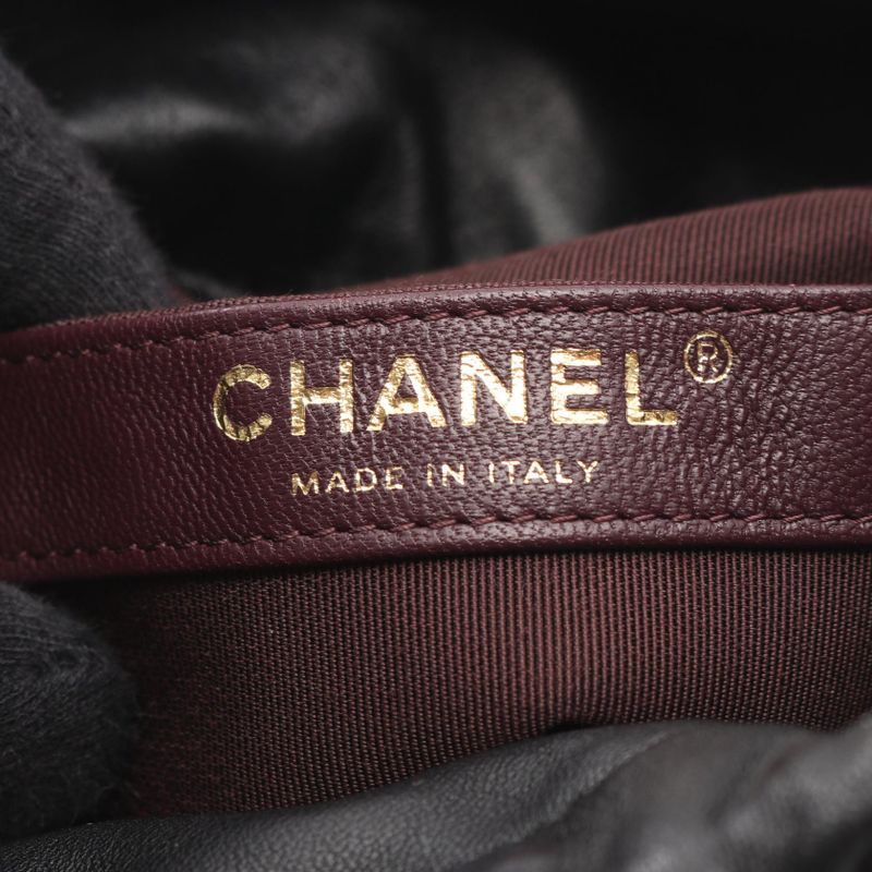 CHANEL Shoulder Bag Coco Mark As2313 Black Lambskin Bucket Drawstring Chain