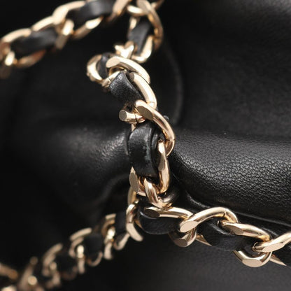 CHANEL Shoulder Bag Coco Mark As2313 Black Lambskin Bucket Drawstring Chain