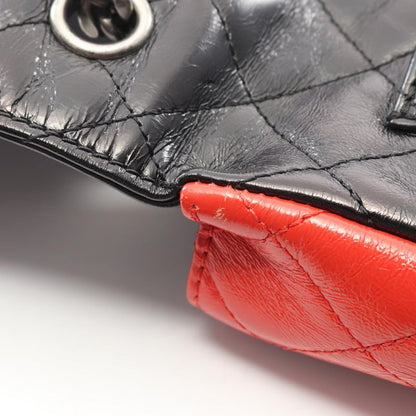 CHANEL Shoulder Bag Matelasse Tricolor Black Navy Red Leather Matelasse