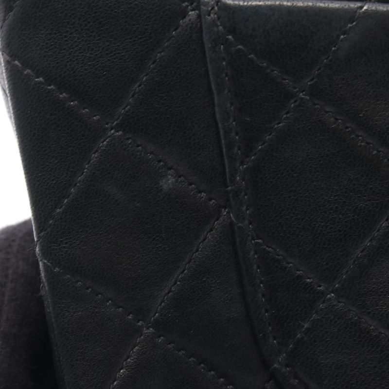 CHANEL Shoulder Bag Matelasse W Flap Black Lambskin Matelasse Double Flap Chain