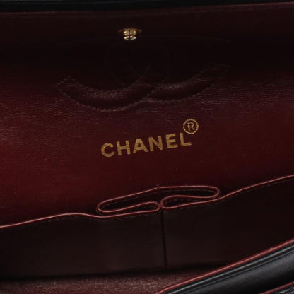 CHANEL Shoulder Bag Matelasse W Flap Black Lambskin Matelasse Double Flap Chain
