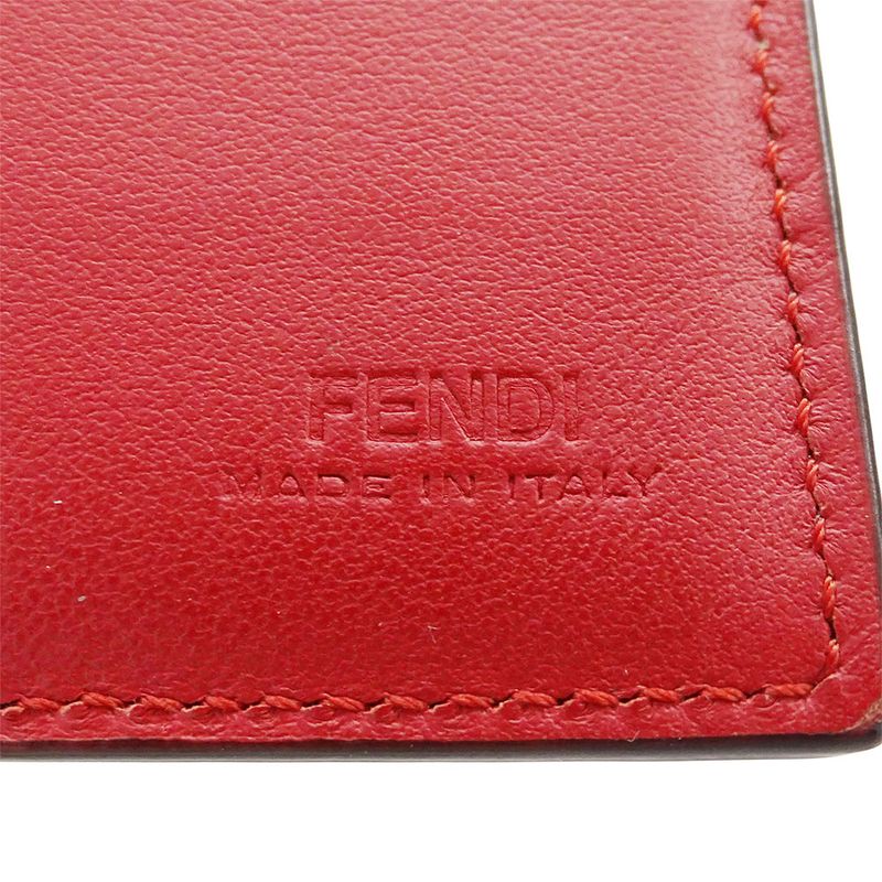 FENDI Wallet Women's Men's Brand Long Wallet Leather Bug's Eye Black Flap Style