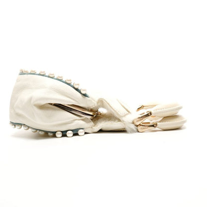Fendi Shoulder Bag Fur Leather Mini Pearl 2-Way Ivory