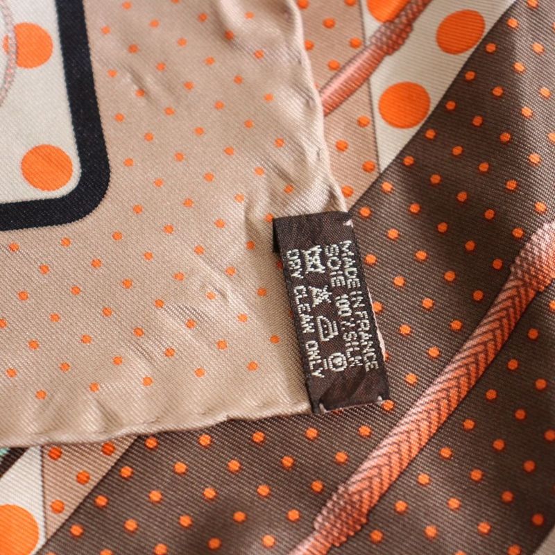 Hermes Carre 45 Gavroche Scarf Clic Clac Silk Brown