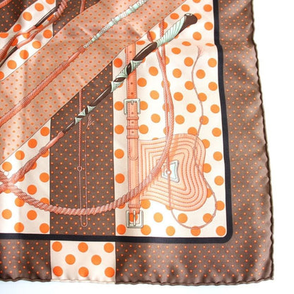 Hermes Carre 45 Gavroche Scarf Clic Clac Silk Brown