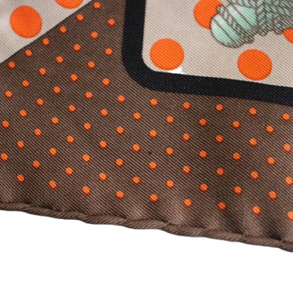 Hermes Carre 45 Gavroche Scarf Clic Clac Silk Brown