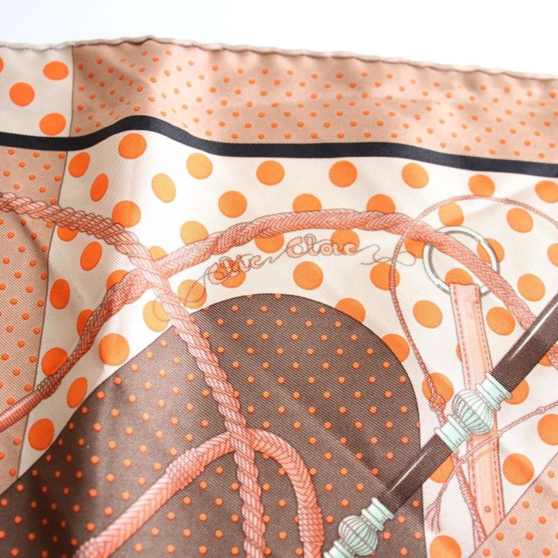 Hermes Carre 45 Gavroche Scarf Clic Clac Silk Brown