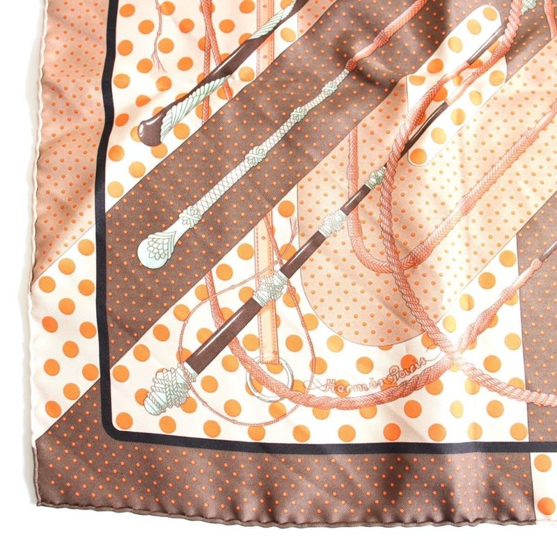 Hermes Carre 45 Gavroche Scarf Clic Clac Silk Brown