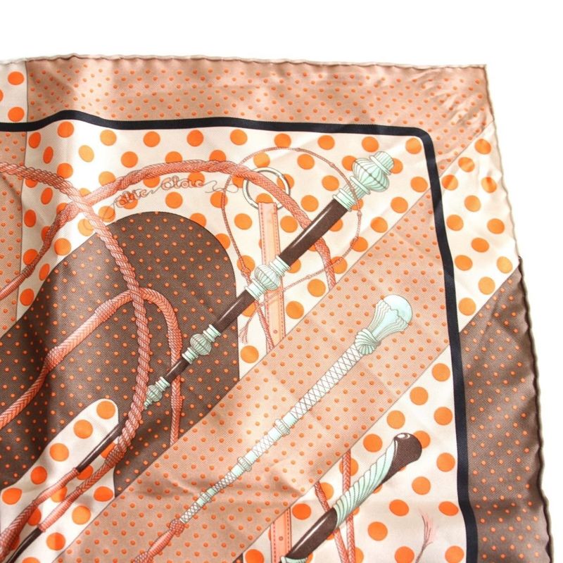 Hermes Carre 45 Gavroche Scarf Clic Clac Silk Brown