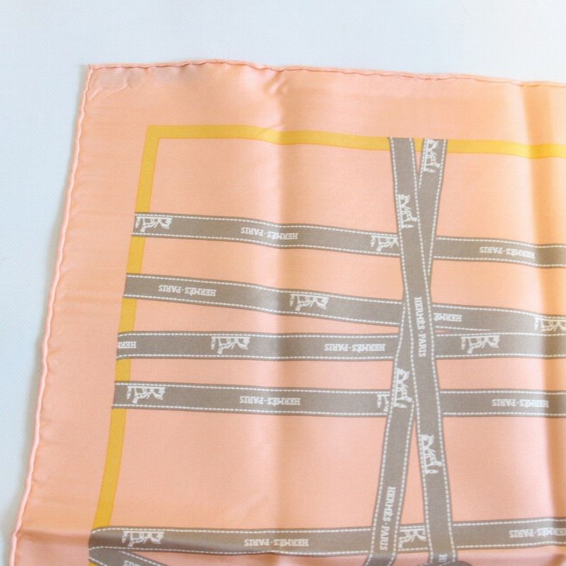 Hermes Carre 45 Scarf Gavroche Bolduc Ribbon Orange