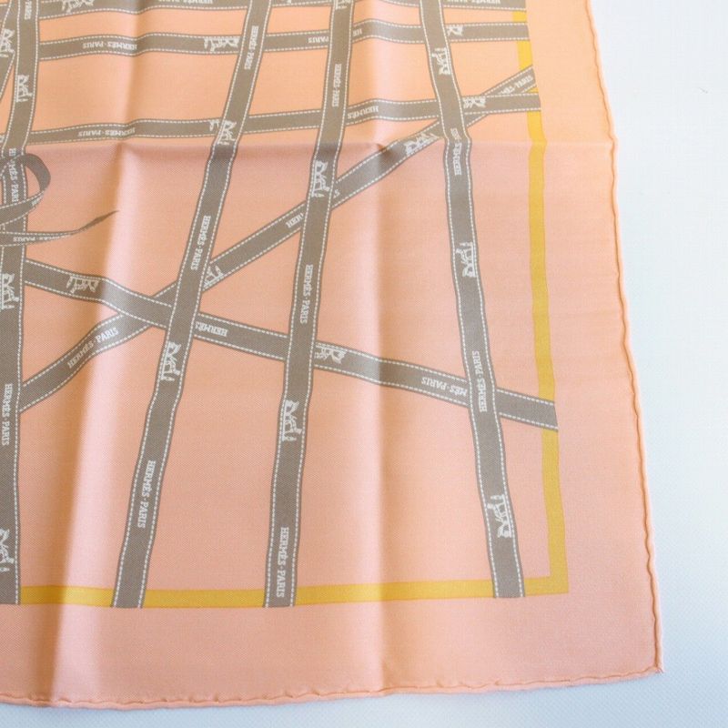 Hermes Carre 45 Scarf Gavroche Bolduc Ribbon Orange
