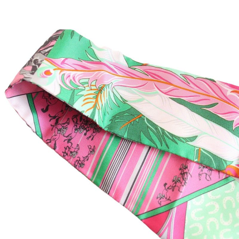 Hermes Twilly Horse and Phoenix Silk Pink Green Scarf
