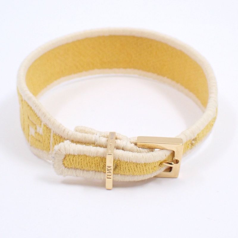 Fendi FF Logo Misanga Bracelet Yellow Yellow Size