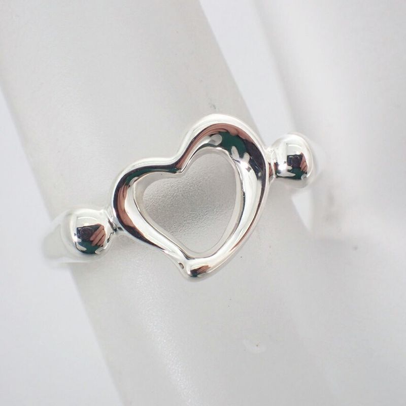 Tiffany & Co Silver-925 Open Heart Ring No 9 J130-4
