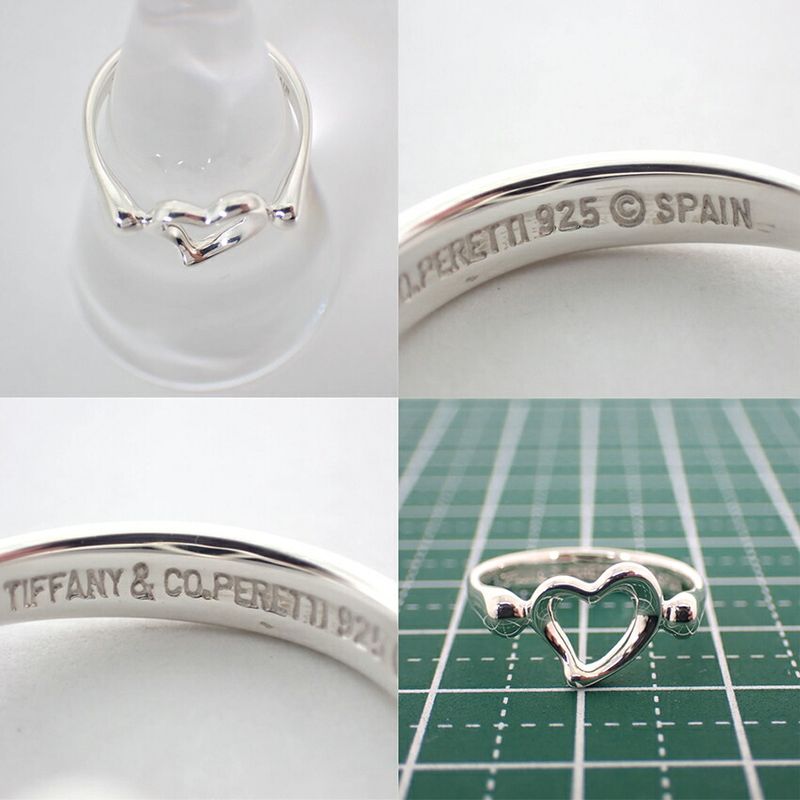 Tiffany & Co Silver-925 Open Heart Ring No 9 J130-4