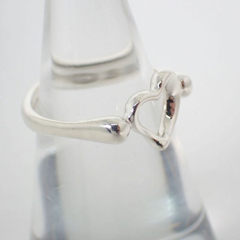 Tiffany & Co Silver-925 Open Heart Ring No 9 J130-4