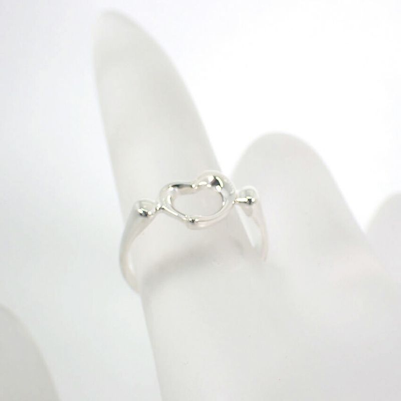 Tiffany & Co Silver-925 Open Heart Ring No 9 J130-4