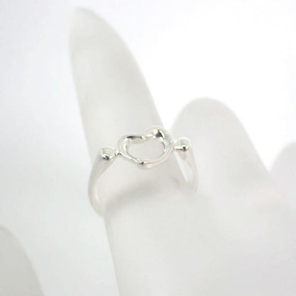 Tiffany & Co Silver-925 Open Heart Ring No 9 J130-4