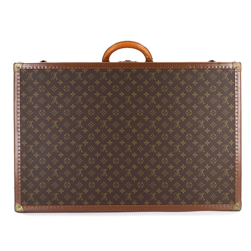 Louis Vuitton Monogram Bisten 75 Trunk Case Bag Brown Gold Hardware
