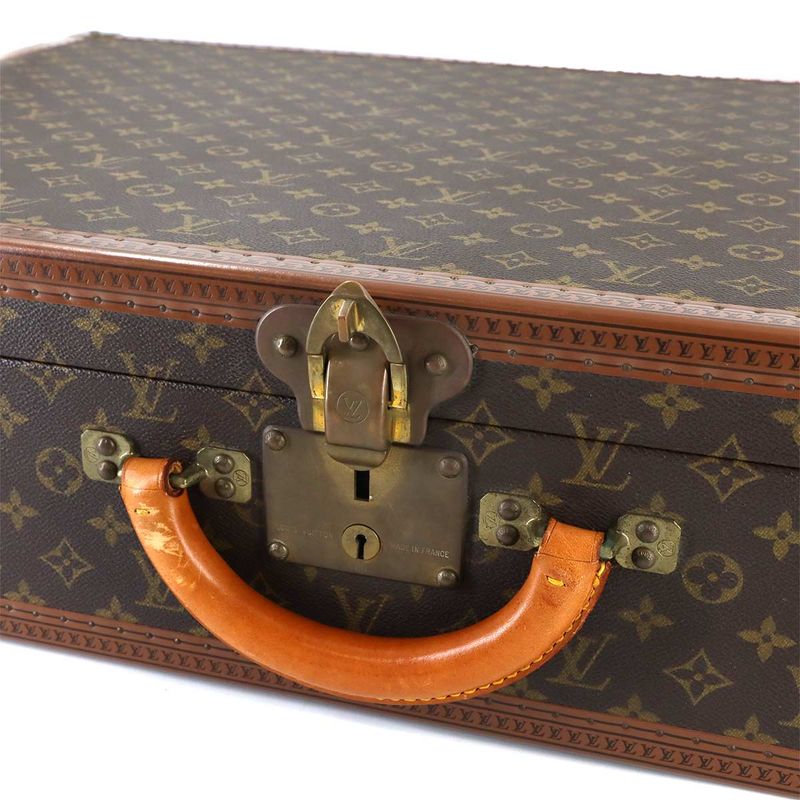 Louis Vuitton Monogram Bisten 75 Trunk Case Bag Brown Gold Hardware
