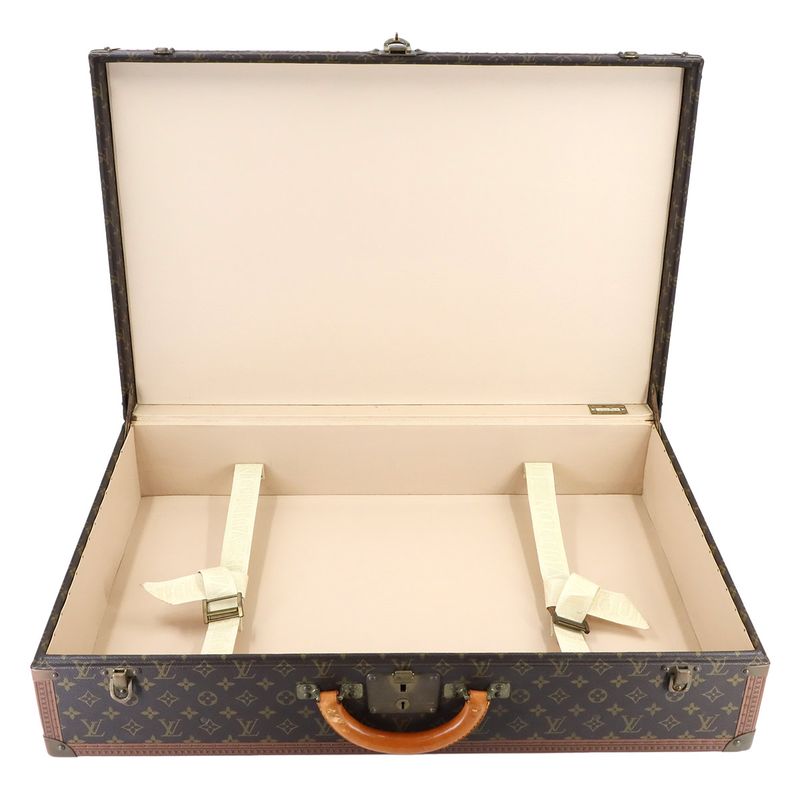Louis Vuitton Monogram Bisten 75 Trunk Case Bag Brown Gold Hardware