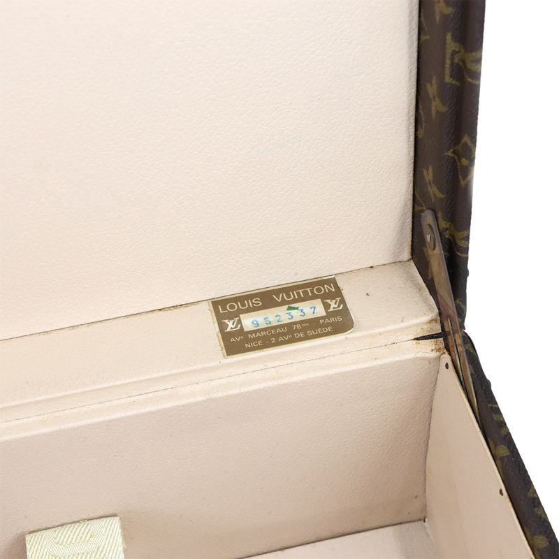 Louis Vuitton Monogram Bisten 75 Trunk Case Bag Brown Gold Hardware