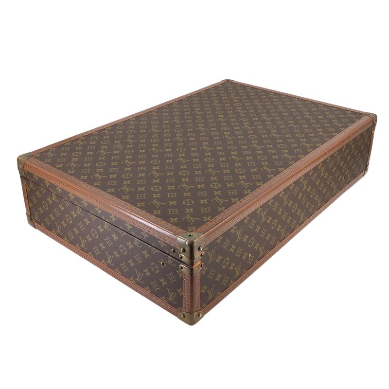 Louis Vuitton Monogram Bisten 75 Trunk Case Bag Brown Gold Hardware
