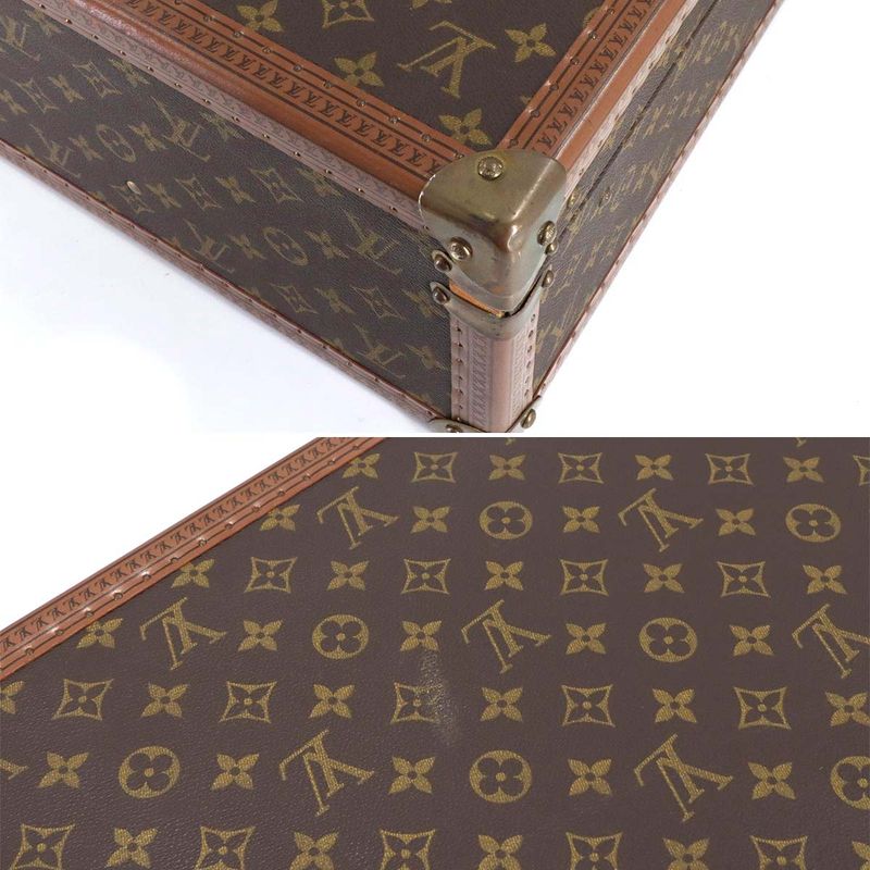 Louis Vuitton Monogram Bisten 75 Trunk Case Bag Brown Gold Hardware