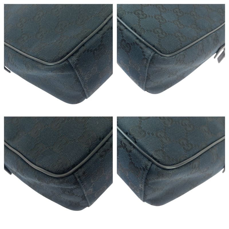 GUCCI Black Silver Hardware GG Canvas Leather 018.1612 Shoulder Bag Messenger