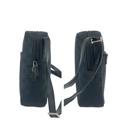 GUCCI Black Silver Hardware GG Canvas Leather 018.1612 Shoulder Bag Messenger