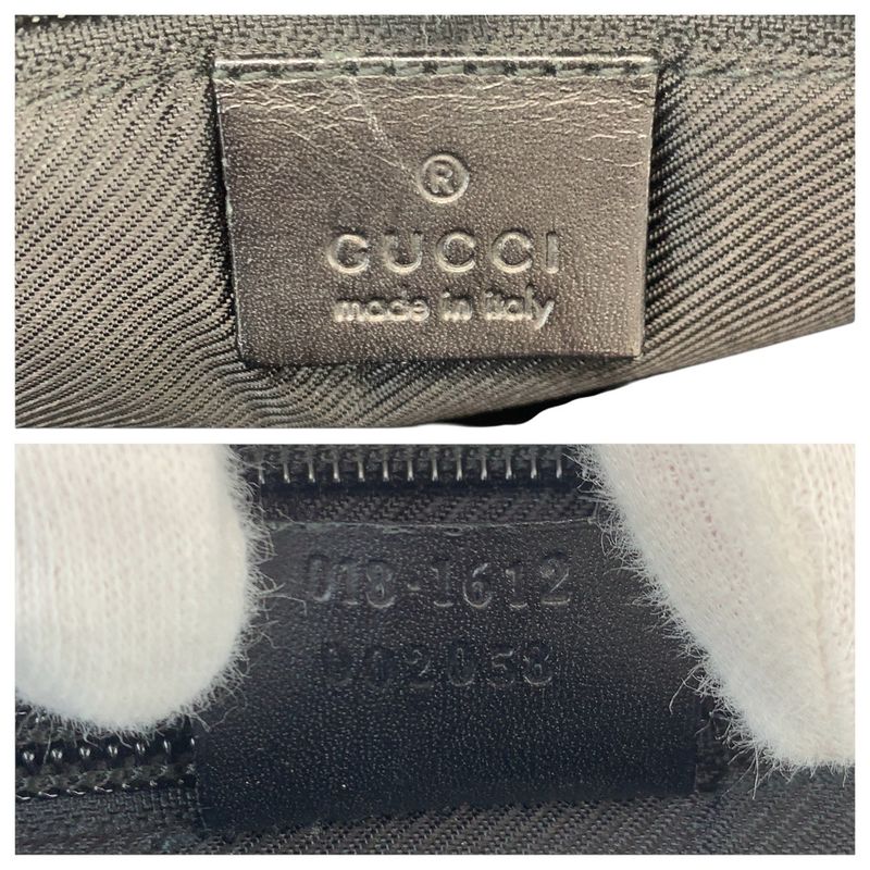 GUCCI Black Silver Hardware GG Canvas Leather 018.1612 Shoulder Bag Messenger