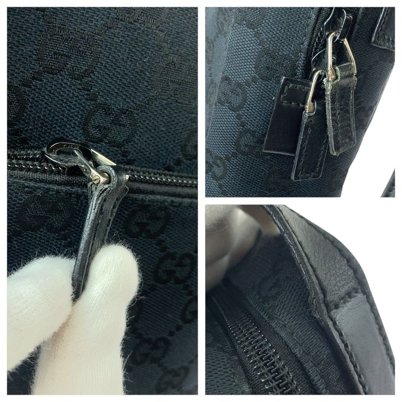 GUCCI Black Silver Hardware GG Canvas Leather 018.1612 Shoulder Bag Messenger