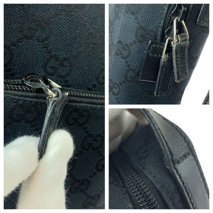 GUCCI Black Silver Hardware GG Canvas Leather 018.1612 Shoulder Bag Messenger