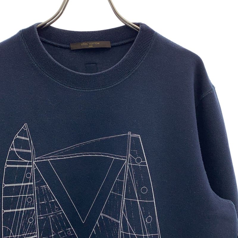 Louis Vuitton | America's Cup Front Print Sweatshirt | L | Navy | Men's