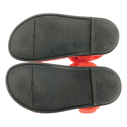 FENDI | Sheep Fur Boa Sandal Boa Strap Sandals | 36 | Red | Ladies