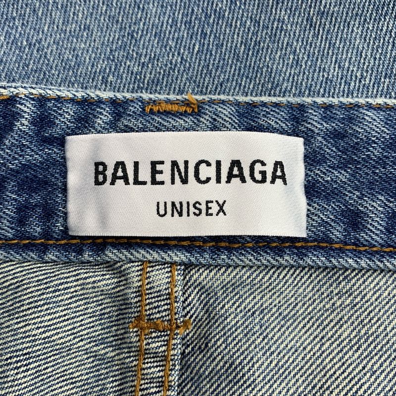 BALENCIAGA | 2021 | Distressed Denim Button Fly Pants | 25 | Indigo | Women's